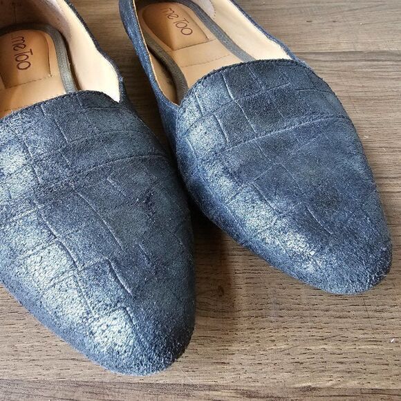 EUC ME TOO GENUINE LEATHER ANDI 7 PEWTER POINTY FLAT LOAFERS SIZE 8M WOMENS - Picture 5 of 16